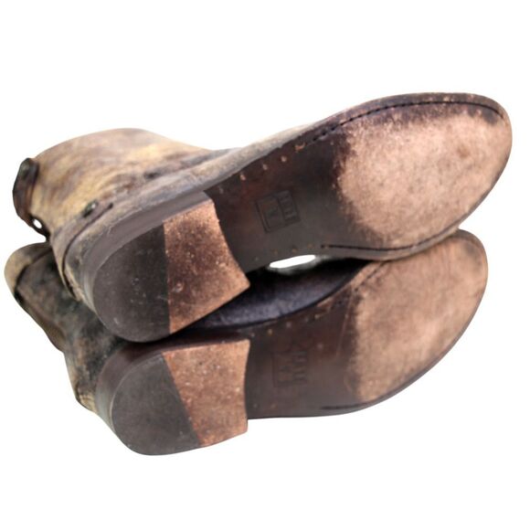Frye BRONZE BROWN GENUINE LEATHER LOW HEEL ROUND TOE ZIP BACKSIDE BOOTS Sz 9B - Picture 9 of 13